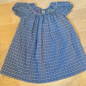 Anavini Smocked Navy Plaid Girls' Dress - ABC Blue 4